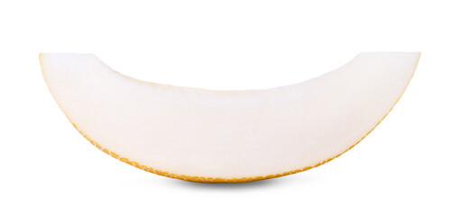 Ripe sweet juicy melon slice isolated on white background. Fresh fruits.