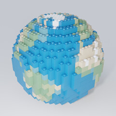 Earth model made out of toy bricks. - 456556289