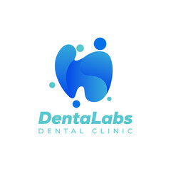 dental lab logo, dentistry clinic with abstract tooth water vector