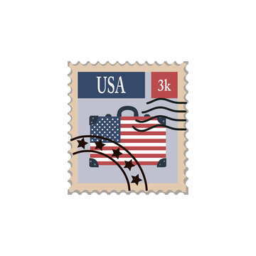 Сanceled postage stamp. Vector mark illustration for gluing on the envelope. USA.