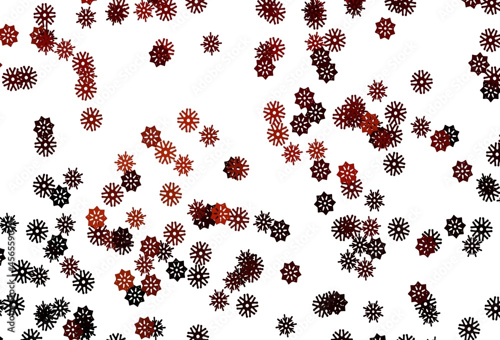 Poster light red vector layout with bright snowflakes.