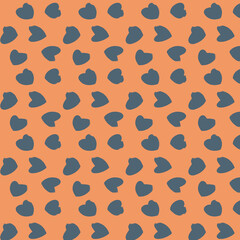 Abstract dark blue heart shaped brush in seamless pattern background. Vector.