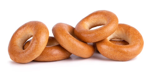 tasty dryng bagels, isolated on white background close up