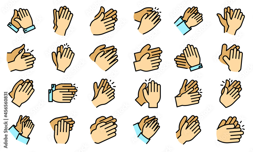 Aufkleber handclap icons set. outline set of handclap vector icons thin line color flat isolated on white