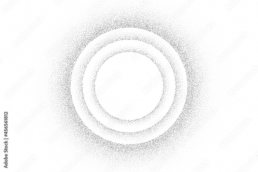 Poster dotwork solar eclipse pattern vector background. sand grain effect. black noise stipple dots. abstra