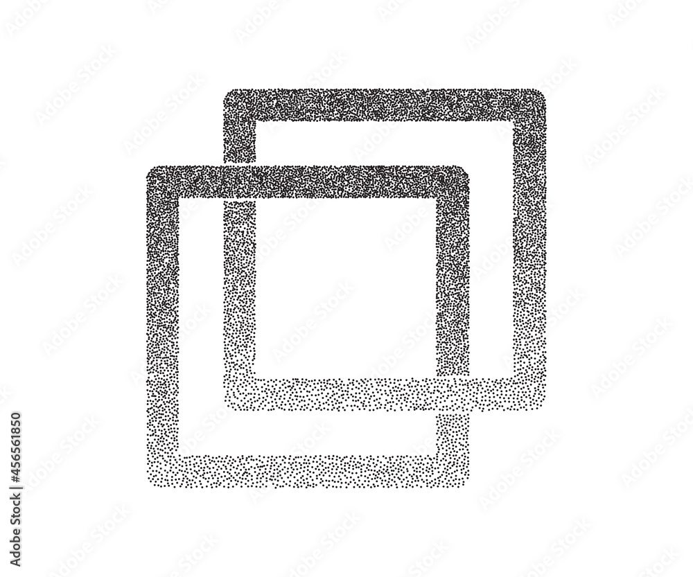 Poster dotwork square pattern vector background. sand grain effect. black noise stipple dots. abstract nois
