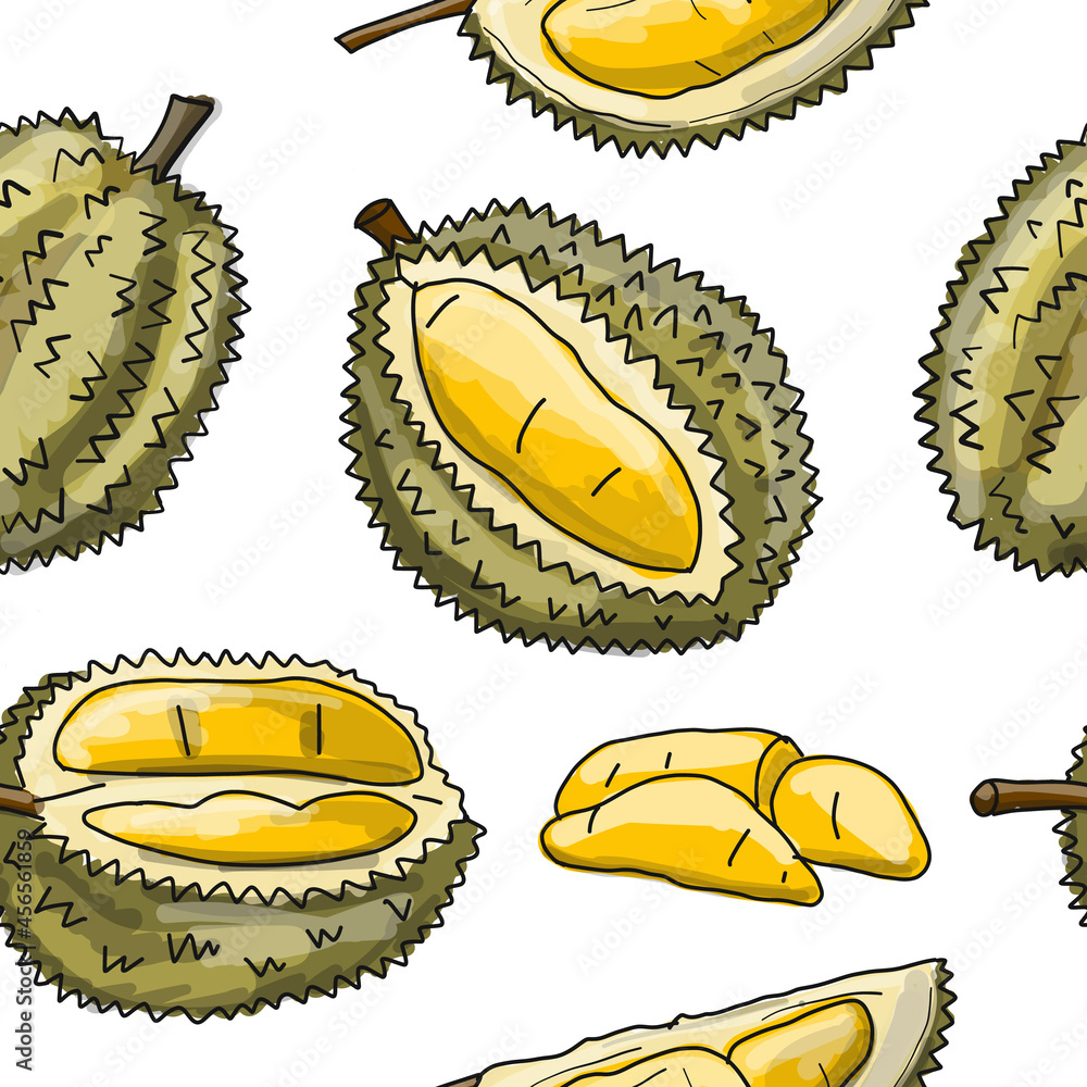 Poster durians, seamless pattern background for your design