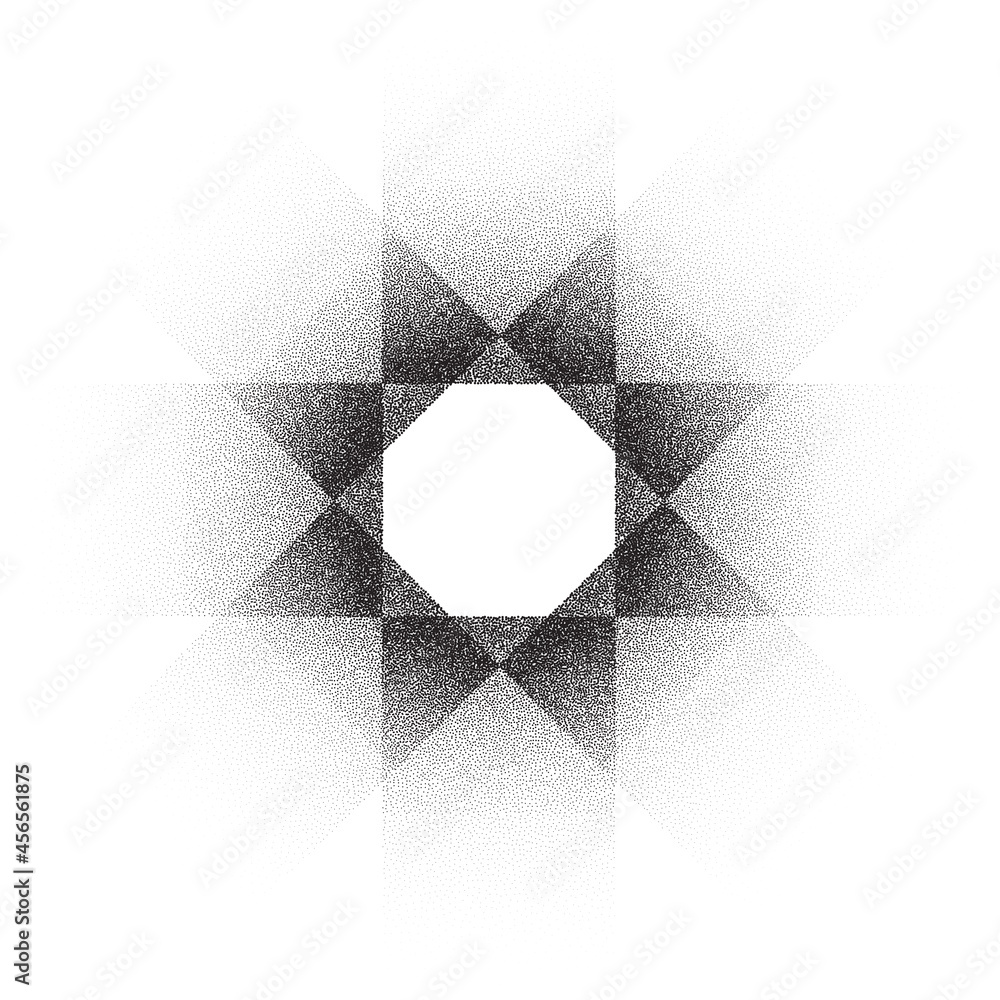 Poster dotwork star pattern vector background. sand grain effect. black noise stipple dots. abstract noise 