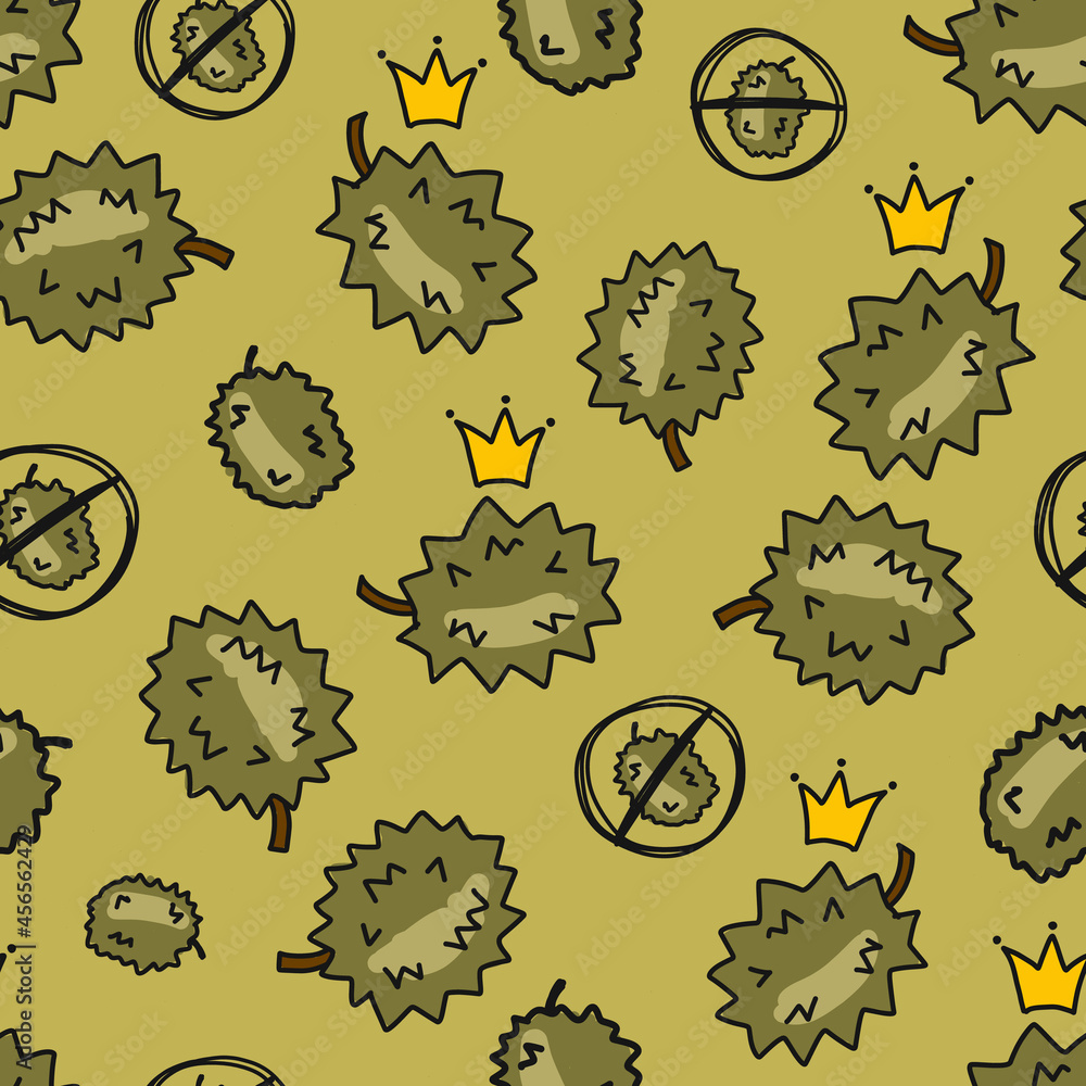 Poster Durians, Seamless Pattern Background for your design