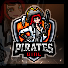 Pirate girl mascot. esport logo design 