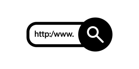 Icono de barra buscador de Internet, página web. Buscar, http. Ilustración vectorial