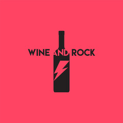 Wine and rock. Logo template.