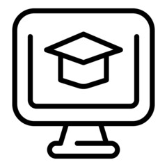 Monitor learning icon outline vector. School training. Learn online