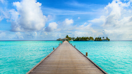 Maldives. View of the pier for visitors.