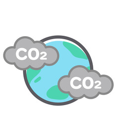 CO２による公害に関する地球のイラスト