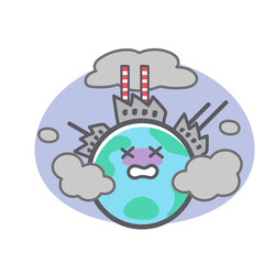 CO２による公害に関する地球のイラスト