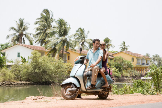 Couple on moped