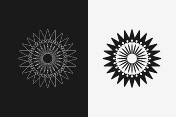 Abstract star ornament, black and white,template vector stock