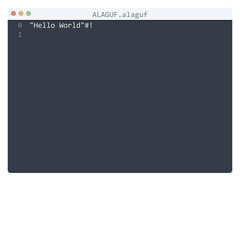 ALAGUF language Hello World program sample in editor window