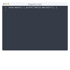AngelScript language Hello World program sample in editor window