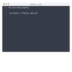 Awful language Hello World program sample in editor window