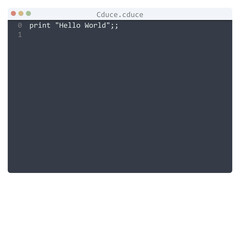 Cduce language Hello World program sample in editor window