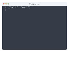 CSON language Hello World program sample in editor window