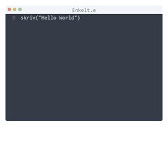 Enkelt language Hello World program sample in editor window
