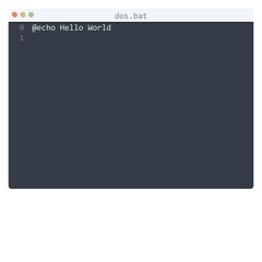 Fototapeta premium dos language Hello World program sample in editor window