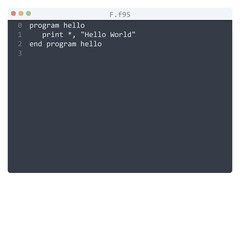 F language Hello World program sample in editor window