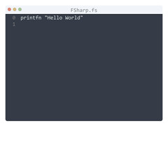 FSharp language Hello World program sample in editor window