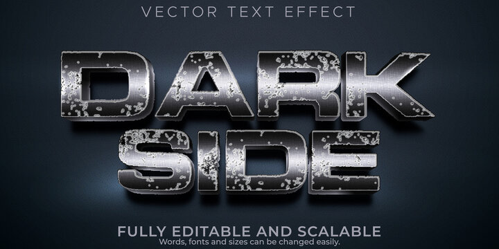 Dark side text effect, editable castle and metallic text style