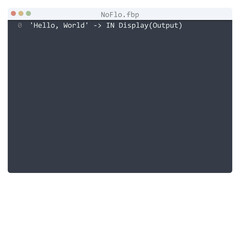 NoFlo language Hello World program sample in editor window