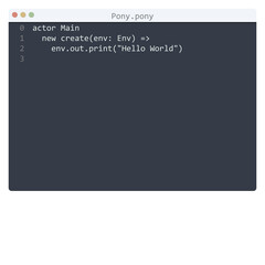 Fototapeta premium Pony language Hello World program sample in editor window
