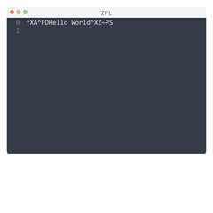 Fototapeta premium ZPL language Hello World program sample in editor window