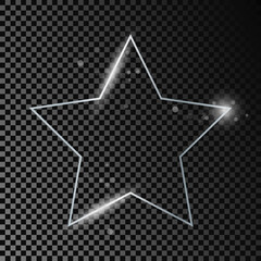 Silver glowing star shape frame with sparkles