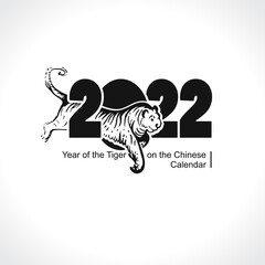 Year of the Tiger 2022. Black Tiger Zodiac symbol. Chinese New Year. Pattern tiger vector illustration.  