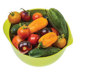 Close up view of fresh colorful vegetables isolated on white background. Healthy food concept. Sweden. 