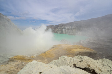 Ijen volcano in East Java, Indonesia