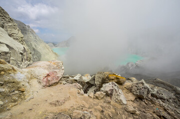 Ijen volcano in East Java, Indonesia