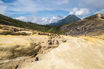 Ijen volcano in East Java, Indonesia