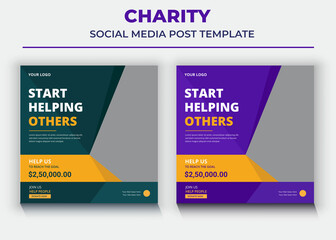 charity Social media post and flyer, Start Helping Others Social media post