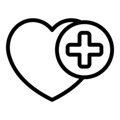 Obraz premium Medical heart care icon outline vector. Love heart. Heal medical
