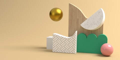 Abstract 3D render of minimal geometric shapes