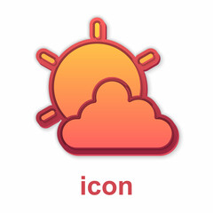 Gold Sun and cloud weather icon isolated on white background. Vector
