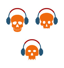 scull with head phones