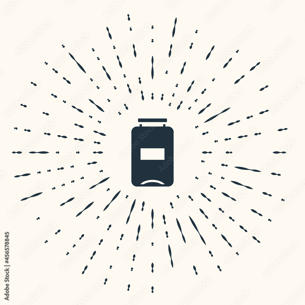 Poster grey jam jar icon isolated on beige background. abstract circle random dots. vector