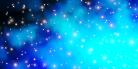 Dark BLUE vector template with neon stars.