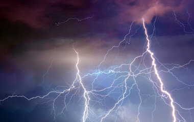 Naklejka na ściany i meble Heavy storm bringing thunder, lightnings and rain.