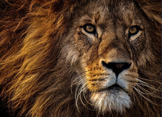 Portrait of a beautiful lion - obrazy, fototapety, plakaty